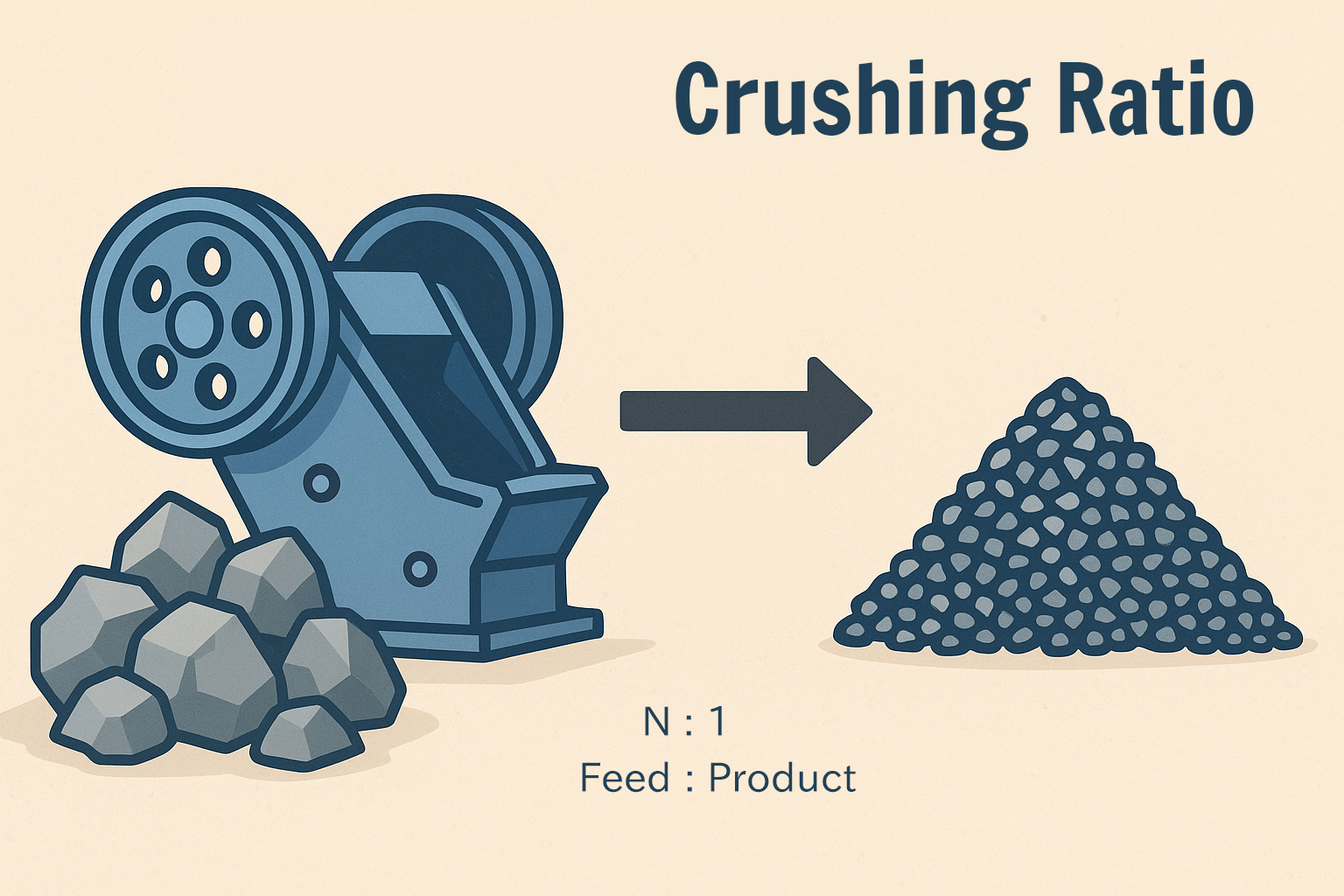 Crushing Ratio is feed to product.