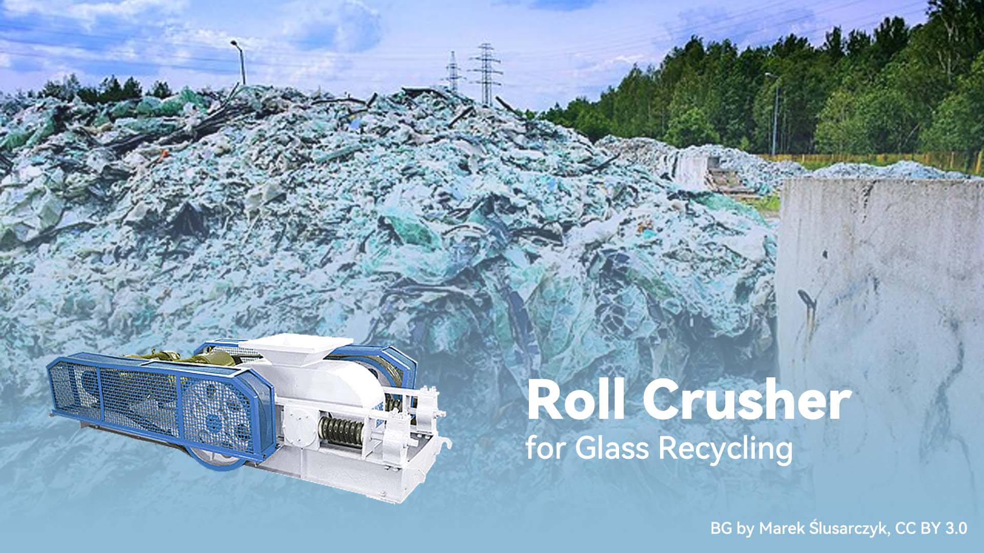 Roll crusher for glass recycling